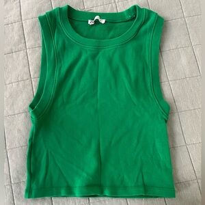 Zara Green Sleeveless high neck crop Top